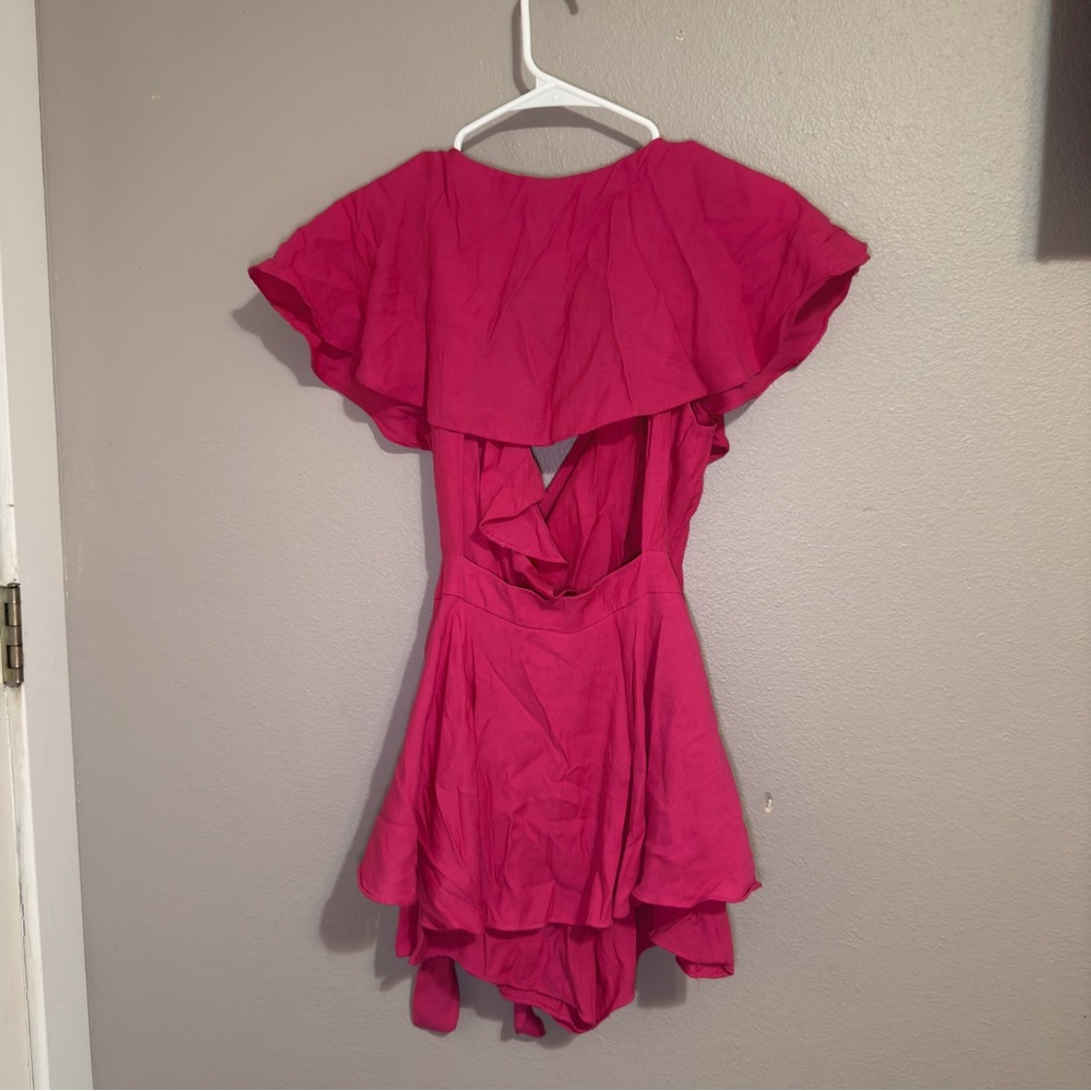 Vibrant Pink Do + Be Ruffle Romper - Picture 3 of 4